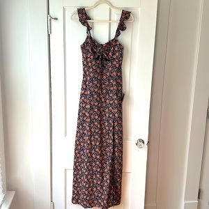 NWT Lulu’s Way to Love Navy Blue Floral Print Ruffled Maxi Dress